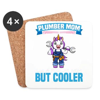 Plumber Mom Like A Regualr Mom But Cooler - Untersetzer (4er-Set) - Weiß - Vorne