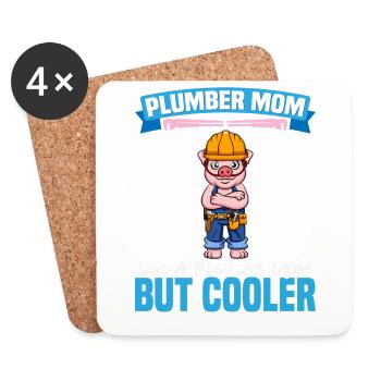 Plumber Mom Like A Regualr Mom But Cooler - Untersetzer (4er-Set) - Weiß - Vorne