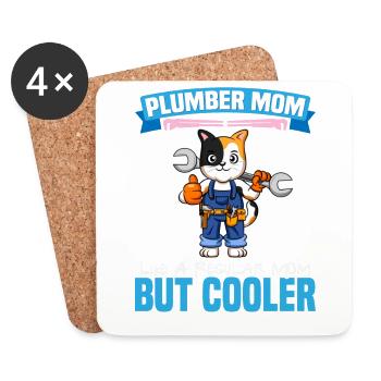 Plumber Mom Like A Regualr Mom But Cooler - Untersetzer (4er-Set) - Weiß - Vorne