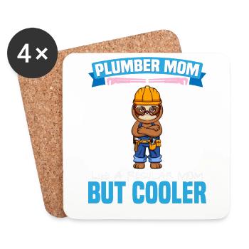 Plumber Mom Like A Regualr Mom But Cooler - Untersetzer (4er-Set) - Weiß - Vorne