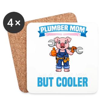 Plumber Mom Like A Regualr Mom But Cooler - Untersetzer (4er-Set) - Weiß - Vorne