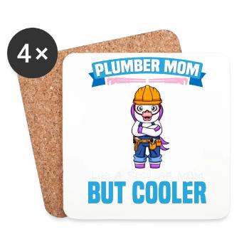 Plumber Mom Like A Regualr Mom But Cooler - Untersetzer (4er-Set) - Weiß - Vorne