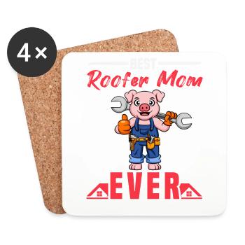 Best Roofer Mom Ever Roofing Crafts Mother - Untersetzer (4er-Set) - Weiß - Vorne