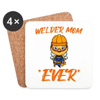 Best Welder Mom Ever Metal Work Crafts Mother - Coasters (set of 4) - white - Front