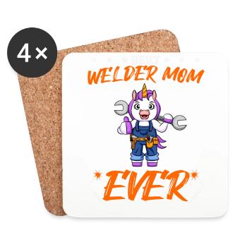 Meilleure soudeuse Maman Jamais Travail du Métal Artisanat Mère - Dessous de verre (lot de 4) - blanc - Devant