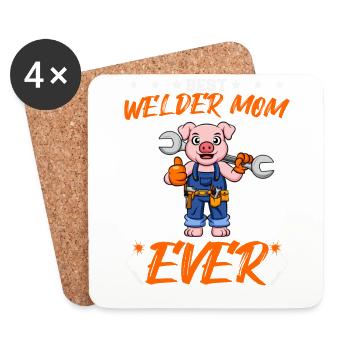 Best Welder Mom Ever Metal Work Crafts Mother - Coasters (set of 4) - white - Front