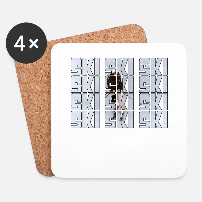 Ski - Untersetzer (4er-Set) - Weiß