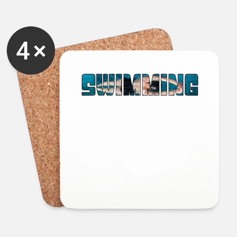 Schwimmen - Untersetzer (4er-Set) - Weiß