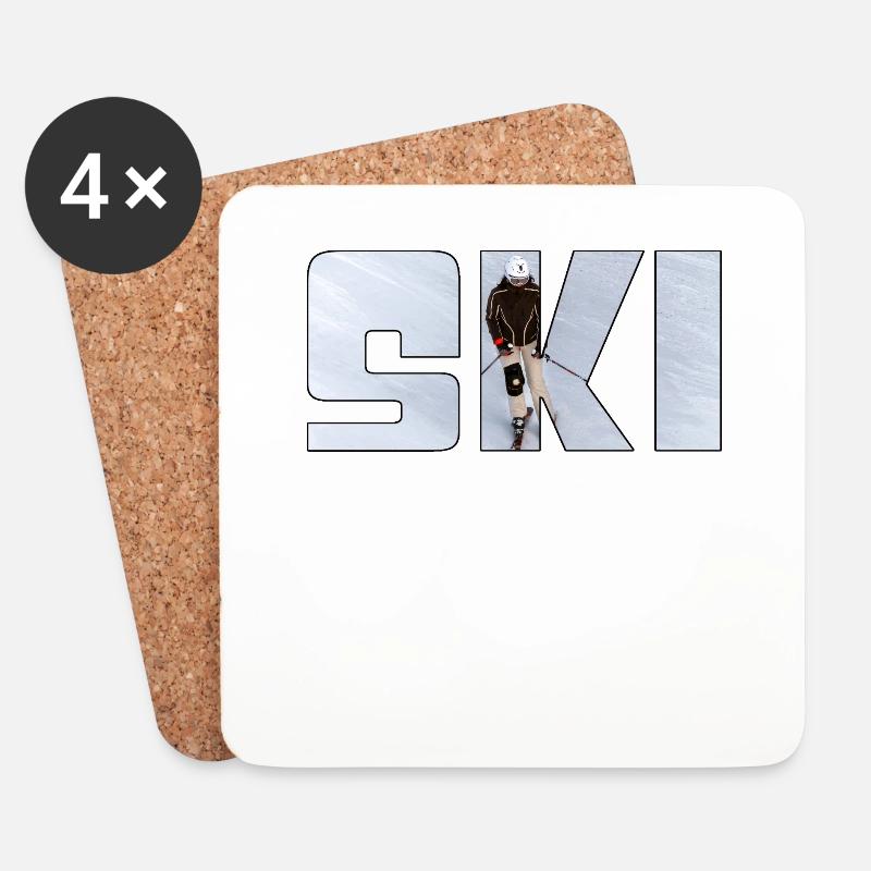 Ski - Untersetzer (4er-Set) - Weiß