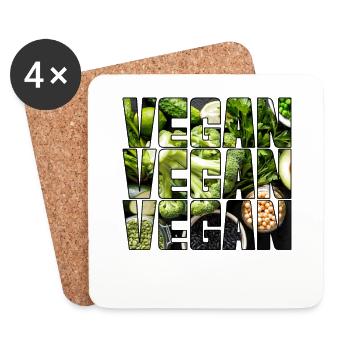 Végétalien - Dessous de verre (lot de 4) - blanc - Devant