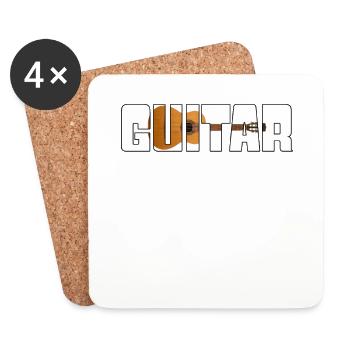 Guitare - Dessous de verre (lot de 4) - blanc - Devant