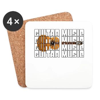 Guitare - Dessous de verre (lot de 4) - blanc - Devant