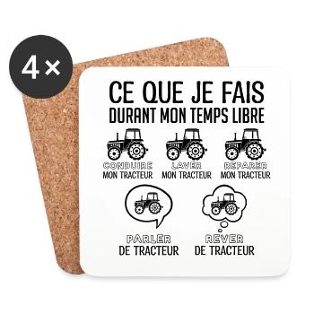 ce que je fais pendant mon temps libre tracteur - Dessous de verre (lot de 4) - blanc - Devant