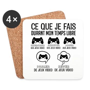 Gamer | Cadeau Gaming Manette game - Dessous de verre (lot de 4) - blanc - Devant