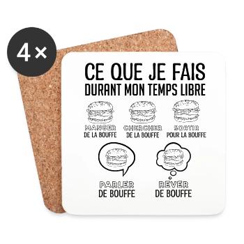 Burger Cadeau Drôle Humour Bouffe Rigolo - Dessous de verre (lot de 4) - blanc - Devant