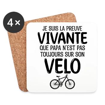 Mon Papa fait du Vélo fêtes des pères - Dessous de verre (lot de 4) - blanc - Devant