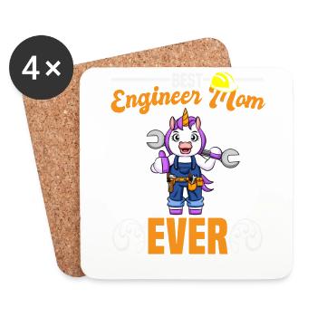 Best Engineer Mom Ever Construction Worker Mommy - Coasters (set of 4) - white - Front