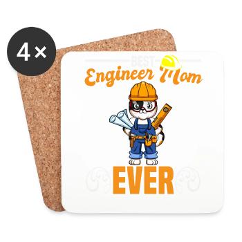 Best Engineer Mom Ever Construction Worker Mommy - Coasters (set of 4) - white - Front
