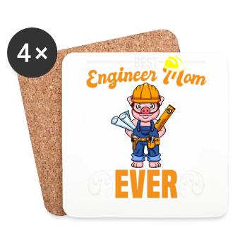 Best Engineer Mom Ever Construction Worker Mommy - Coasters (set of 4) - white - Front