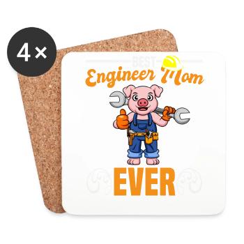 Best Engineer Mom Ever Construction Worker Mommy - Coasters (set of 4) - white - Front