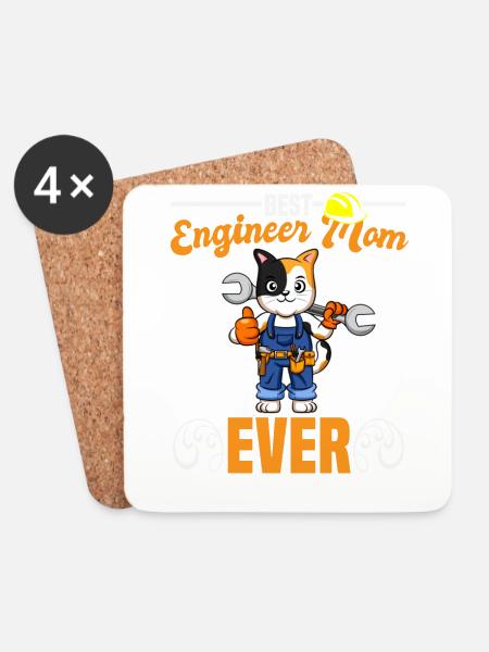 Best Engineer Mom Ever Construction Worker Mommy - Untersetzer (4er-Set) - Weiß