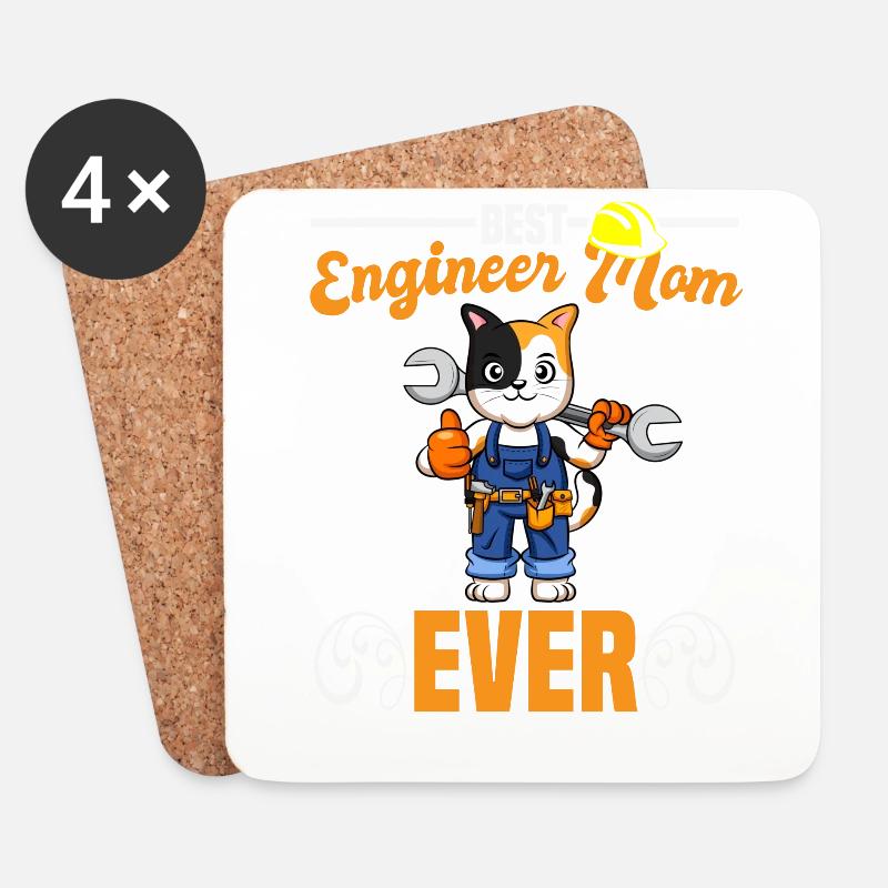 Best Engineer Mom Ever Construction Worker Mommy - Untersetzer (4er-Set) - Weiß