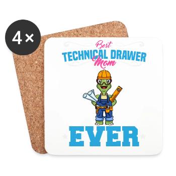 Best Technical Drawer Mom Ever Funny Archtect Gift - Untersetzer (4er-Set) - Weiß - Vorne