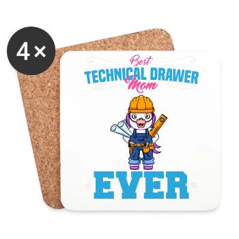 Best Technical Drawer Mom Ever Funny Archtect Gift - Untersetzer (4er-Set) - Weiß - Vorne