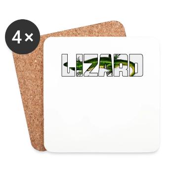 Lézard - Dessous de verre (lot de 4) - blanc - Devant