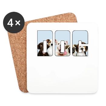 Chien - Dessous de verre (lot de 4) - blanc - Devant