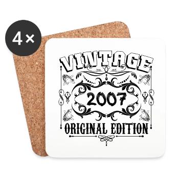 2007 | Vintage Aged Original 2007 birthday gift - Coasters (set of 4) - white - Front