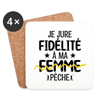 Pêcheur cadeau | cadeau pour un fan de pêche - Dessous de verre (lot de 4) - blanc - Devant