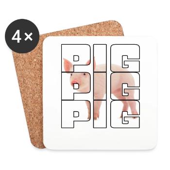 Cochon - Dessous de verre (lot de 4) - blanc - Devant