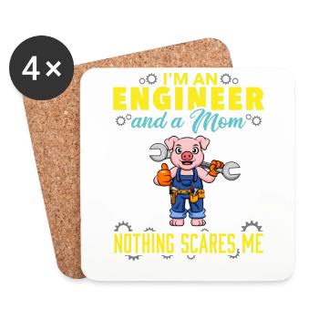 I'm An Engineer And A Mom Nothing Scares Me - Coasters (set of 4) - white - Front