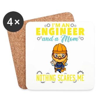I'm An Engineer And A Mom Nothing Scares Me - Coasters (set of 4) - white - Front