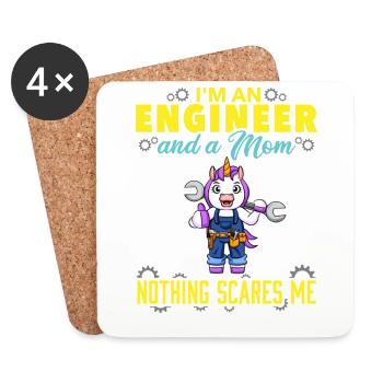 I'm An Engineer And A Mom Nothing Scares Me - Coasters (set of 4) - white - Front