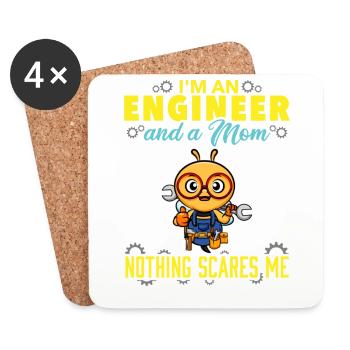 I'm An Engineer And A Mom Nothing Scares Me - Coasters (set of 4) - white - Front