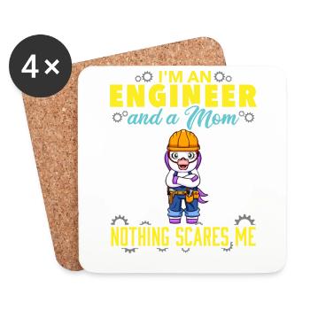Je suis ingénieur et maman rien ne me fait peur - Dessous de verre (lot de 4) - blanc - Devant