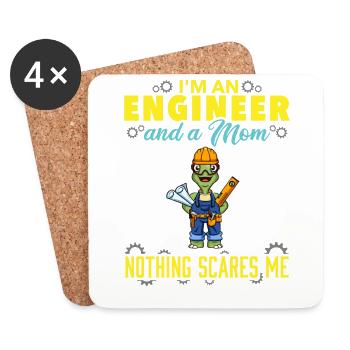 I'm An Engineer And A Mom Nothing Scares Me - Coasters (set of 4) - white - Front