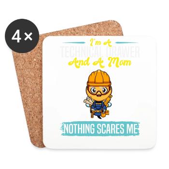I'm A Technical Drawer And A Mom Nothing Scares Me - Coasters (set of 4) - white - Front