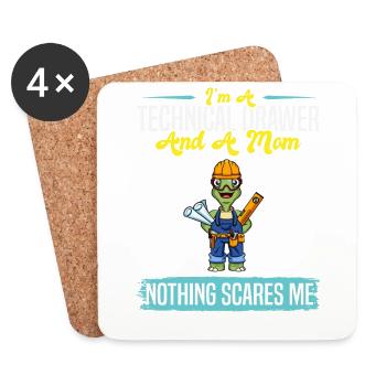 I'm A Technical Drawer And A Mom Nothing Scares Me - Coasters (set of 4) - white - Front