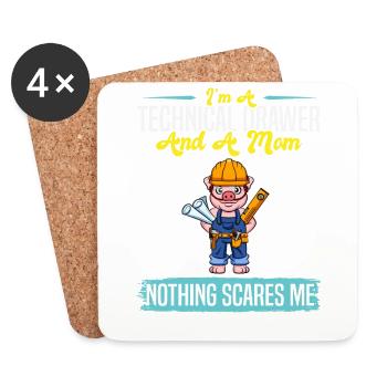 I'm A Technical Drawer And A Mom Nothing Scares Me - Coasters (set of 4) - white - Front