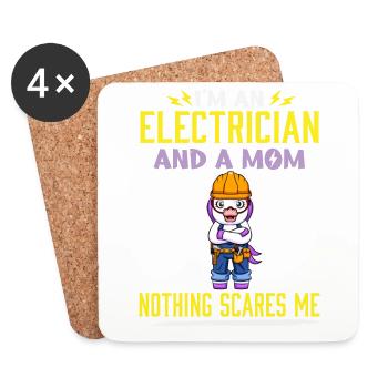 I'm An Electrician And A Mom Nothing Scares Me - Coasters (set of 4) - white - Front
