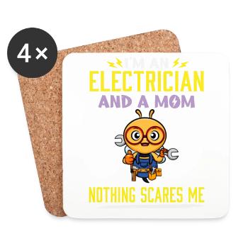 I'm An Electrician And A Mom Nothing Scares Me - Coasters (set of 4) - white - Front