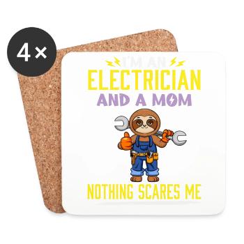 I'm An Electrician And A Mom Nothing Scares Me - Coasters (set of 4) - white - Front