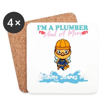 I'm A Plumber And A Mom Nothing Scares Me - Untersetzer (4er-Set) - Weiß - Vorne