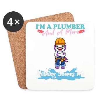 I'm A Plumber And A Mom Nothing Scares Me - Untersetzer (4er-Set) - Weiß - Vorne