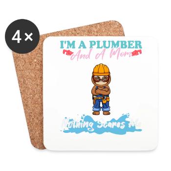 I'm A Plumber And A Mom Nothing Scares Me - Untersetzer (4er-Set) - Weiß - Vorne