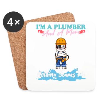 I'm A Plumber And A Mom Nothing Scares Me - Untersetzer (4er-Set) - Weiß - Vorne