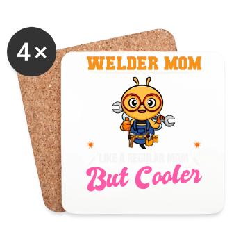 Welder Mom Like A Regualr Mom But Cooler - Untersetzer (4er-Set) - Weiß - Vorne